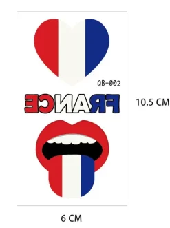 Tatouage Drapeau France Accessoires Homme Chic Polyester Drapeau Bleu Ensemble 10 Pièces