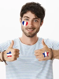 Tatouage Drapeau France Accessoires Homme Chic Polyester Drapeau Bleu