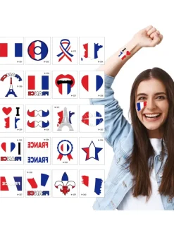 Tatouage Drapeau France Accessoires Homme Chic Polyester Drapeau Bleu