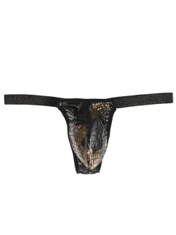 T Back For Men Undershirt Snake Print Polyester Blanc Sous-Vêtements Sexy