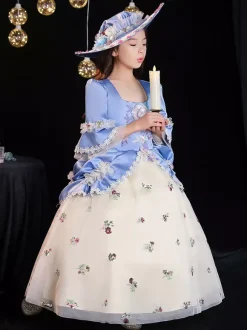 Tea Party en fibre de polyester manches 3/4 Combinaison en polyester Gothique Aqua Kids  'Robes Lolita