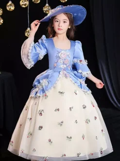 Tea Party en fibre de polyester manches 3/4 Combinaison en polyester Gothique Aqua Kids  'Robes Lolita