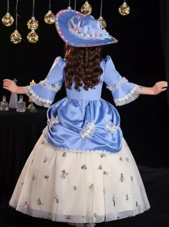 Tea Party en fibre de polyester manches 3/4 Combinaison en polyester Gothique Aqua Kids  'Robes Lolita