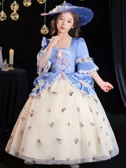 Tea Party en fibre de polyester manches 3/4 Combinaison en polyester Gothique Aqua Kids  'Robes Lolita