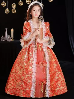 Tea Party en fibre de polyester manches 3/4 robe en polyester robes gothiques rouges pour enfants  'lolita