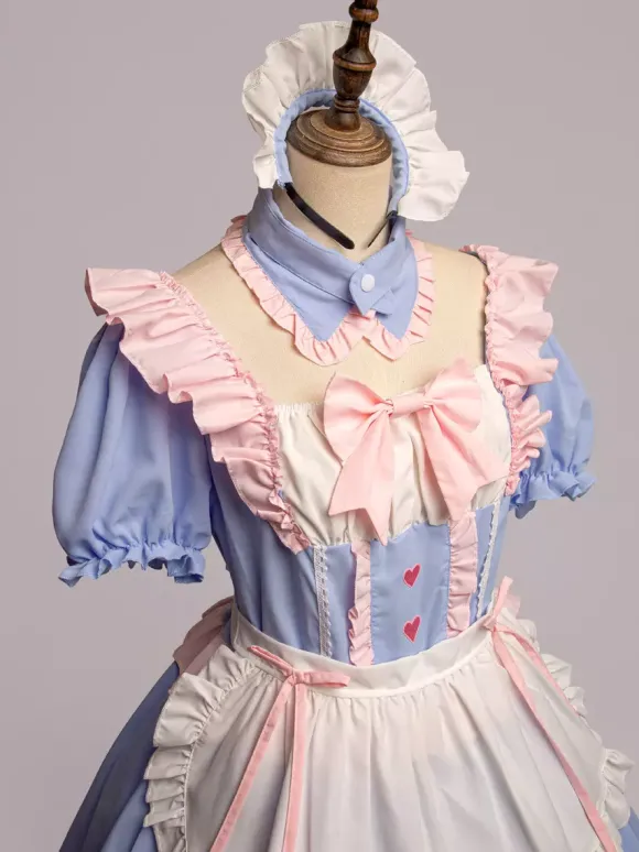 Tenue de soubrette rose Lolita ensemble de robe de princesse uniforme doux costumes de cosplay
