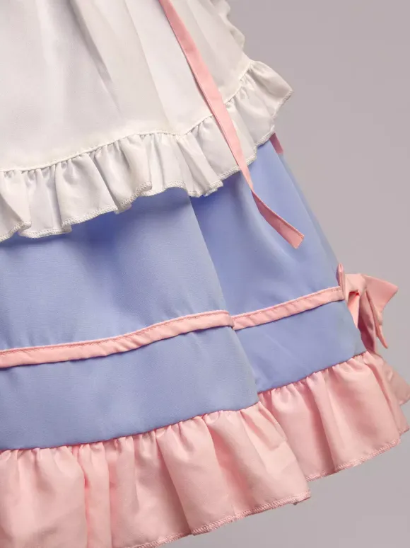 Tenue de soubrette rose Lolita ensemble de robe de princesse uniforme doux costumes de cosplay