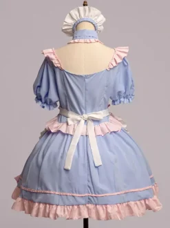 Tenue de soubrette rose Lolita ensemble de robe de princesse uniforme doux costumes de cosplay