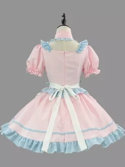 Tenue de soubrette rose Lolita ensemble de robe de princesse uniforme doux costumes de cosplay