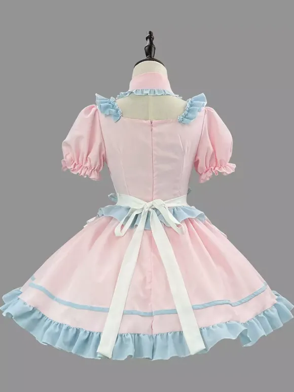 Tenue de soubrette rose Lolita ensemble de robe de princesse uniforme doux costumes de cosplay