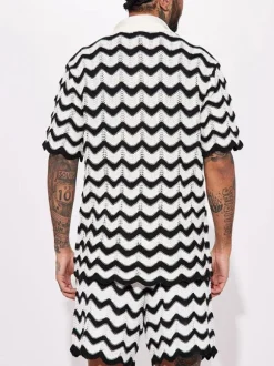 Tenue de Sport Homme 2 Pièces Manches Courtes Col Rabattu Noir