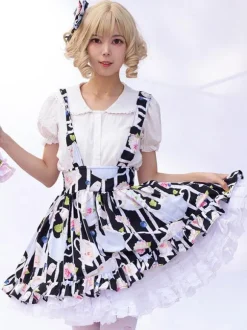 Tenue Idole Jupe Lolita Cardcaptor Sakura Volants Jupes Imprimées Fleurie