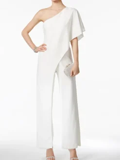 Tenue mariage femme combinaison mariée ivoire à une épaule