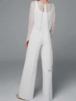 Tenue mariage femme combinaison mariée blanche cape en dentelle