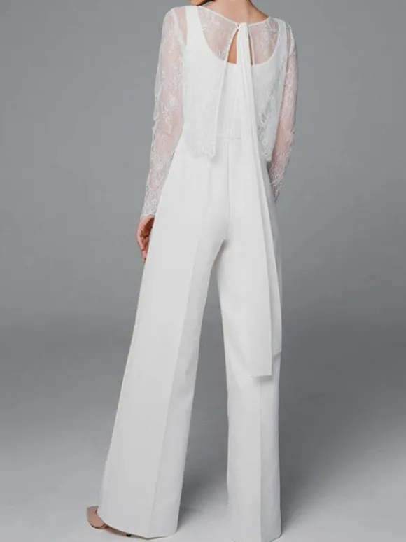 Tenue mariage femme combinaison mariée blanche cape en dentelle