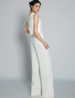 Tenue de mariée 2 pièces Haut et pantalon en crêpe tenue de mariage civil