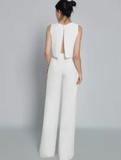 Tenue de mariée 2 pièces Haut et pantalon en crêpe tenue de mariage civil
