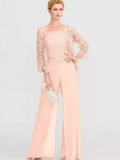 Tenue de mère de mariée 3 pièces combi-pantalon boléro gris claire