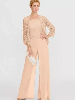 Tenue de mère de mariée 3 pièces combi-pantalon boléro gris claire