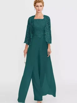 Tenue de mère de mariée 3 pièces combi-pantalon boléro gris claire