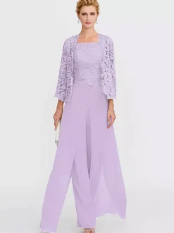 Tenue de mère de mariée 3 pièces combi-pantalon boléro gris claire