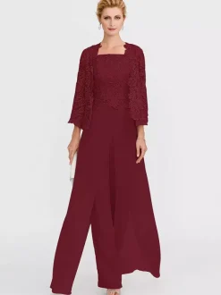 Tenue de mère de mariée 3 pièces combi-pantalon boléro gris claire