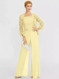 Tenue de mère de mariée 3 pièces combi-pantalon boléro gris claire
