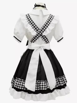 Tenue de soubrette Lolita uniforme à carreaux doux robe de princesse ensemble de costumes de cosplay d'anime