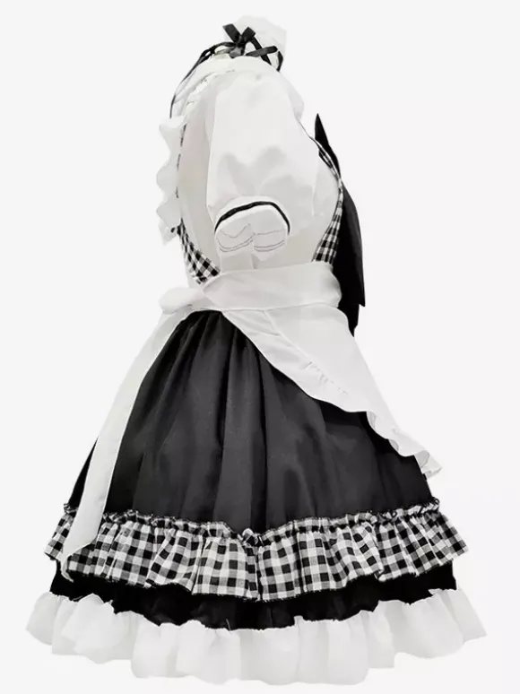 Tenue de soubrette Lolita uniforme à carreaux doux robe de princesse ensemble de costumes de cosplay d'anime