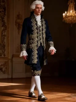 Tenue rétro vintage médiévale Renaissance manteau et pantalon style prince gentleman brodé déguisement homme carnaval royal mascarade carnaval de Venise