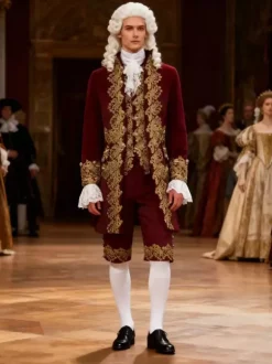 Tenue rétro vintage médiévale Renaissance manteau et pantalon style prince gentleman brodé déguisement homme carnaval royal mascarade carnaval de Venise
