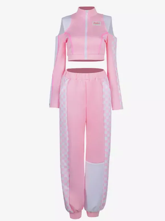 Tenues de danse jazz 2 pièces roses pour femmes costumes hip-hop
