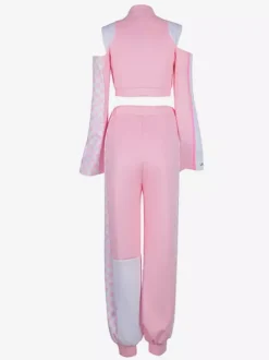 Tenues de danse jazz 2 pièces roses pour femmes costumes hip-hop