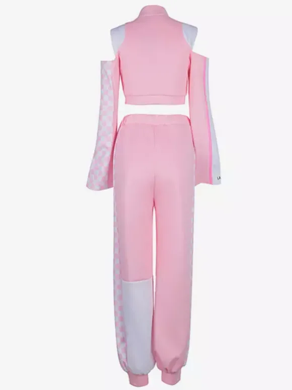 Tenues de danse jazz 2 pièces roses pour femmes costumes hip-hop