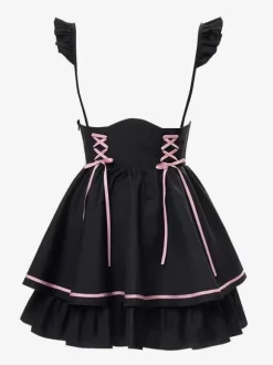 Tenues Steampunk Lolita bleu ciel clair volants à lacets manches longues jupe chemisier