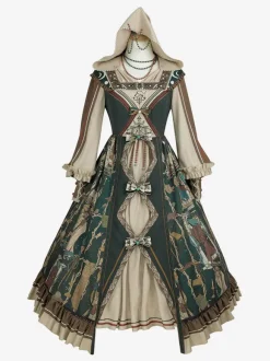 Tenues gothiques Lolita accessoire à manches longues squelette vert foncé