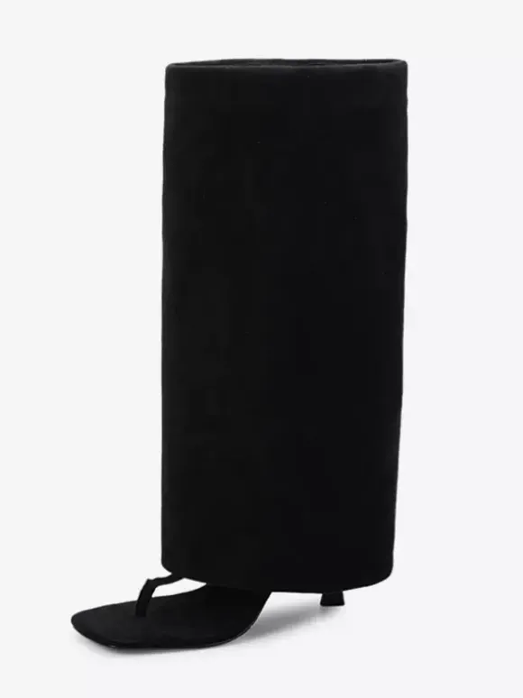 Tongs en daim pour femme sandales à talons hauts