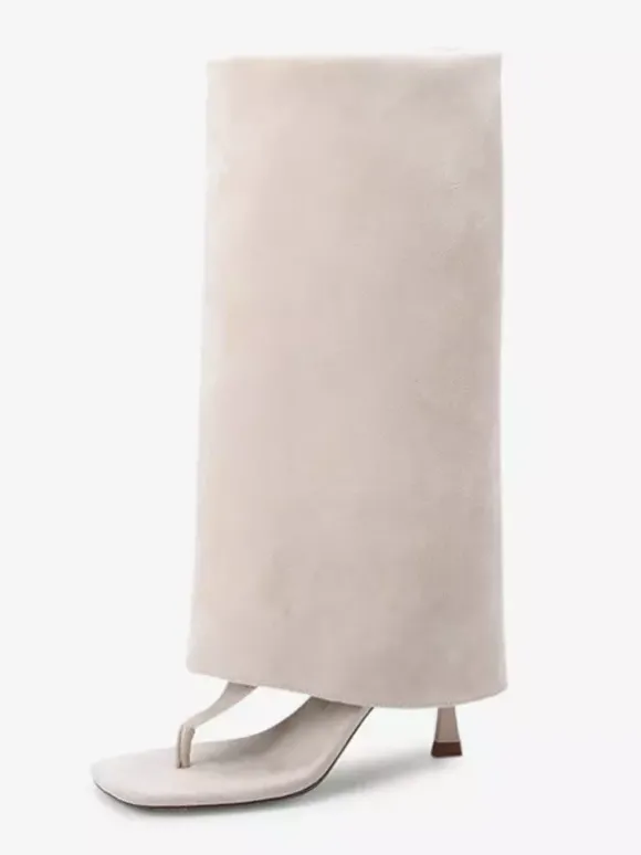 Tongs en daim pour femme sandales à talons hauts