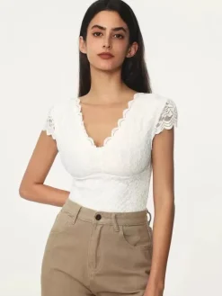 Tops En Dentelle Blanche Pour Femme