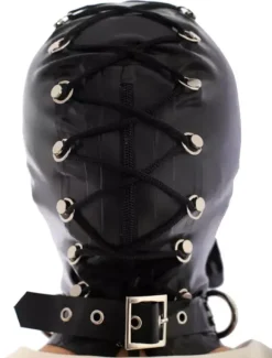 Toussaint Cosplay Cagoule en latex noire de style cuir verni Déguisements Halloween