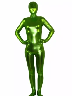 Toussaint Cosplay Costume de zentai unisexe en vert de printemps d'éclat métallique Déguisements Halloween