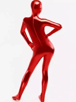 Toussaint Cosplay Costume Collant de catwoman de corps complet rouge d'éclaté métallique Déguisements Halloween
