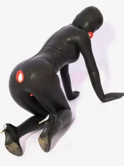 Toussaint Cosplay Costume Catsuit unisexe en latex noir Déguisements Halloween
