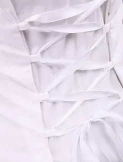 Toussaint Cosplay Lolita Blouse blanche manches longues en coton avec dentelle garniture Turn-down col Black Bow Déguisements Halloween