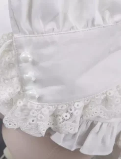 Toussaint Cospaly Costume Lolita blanc Blouse manches longues garniture Turn-down col volants en coton avec dentellegarniture Turn-down col volants Déguisements Halloween
