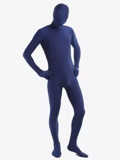 Toussaint Cosplay Costume de zentaï bleu marine foncé enveloppé Déguisements Halloween