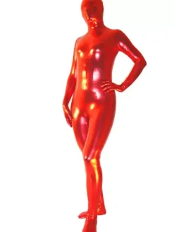 Toussaint Cosplay Costume de zentai unisexe enveloppé métallisé brillant rouge Déguisements Halloween
