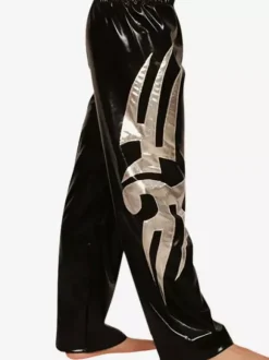 Toussaint Cosplay Costume de zentai brillant noir Wrestling pratqique Pantalons unisexe  métallisé Déguisements Halloween
