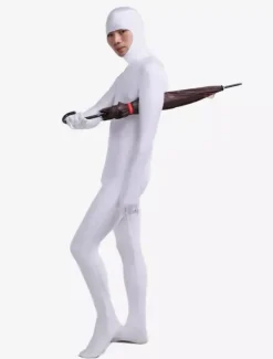 Toussaint Cosplay Costume de zentai blanc en lycra spandex face ouverte Déguisements Halloween