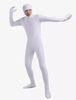 Toussaint Cosplay Costume de zentai blanc en lycra spandex face ouverte Déguisements Halloween